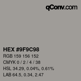 Color code: HEX #9F9C98 | qconv.com