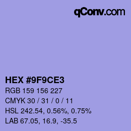 カラーコード: HEX #9F9CE3 | qconv.com