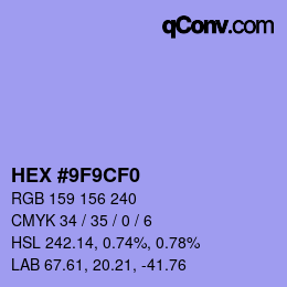 Color code: HEX #9F9CF0 | qconv.com
