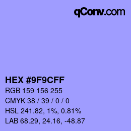 Color code: HEX #9F9CFF | qconv.com