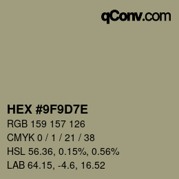 Color code: HEX #9F9D7E | qconv.com