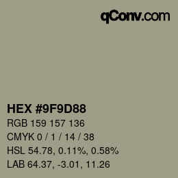 Color code: HEX #9F9D88 | qconv.com