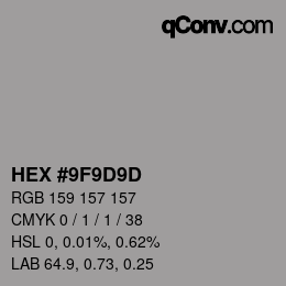 Color code: HEX #9F9D9D | qconv.com