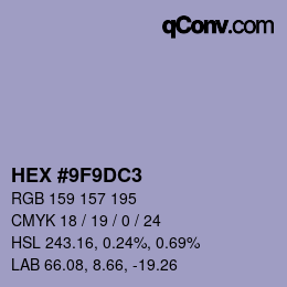 颜色代码: HEX #9F9DC3 | qconv.com