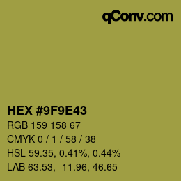 Color code: HEX #9F9E43 | qconv.com