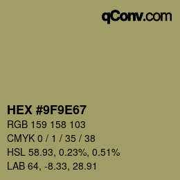 Farbcode: HEX #9F9E67 | qconv.com