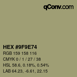 Color code: HEX #9F9E74 | qconv.com