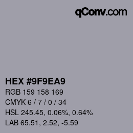 Farbcode: HEX #9F9EA9 | qconv.com