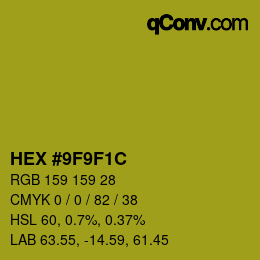 Color code: HEX #9F9F1C | qconv.com