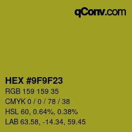颜色代码: HEX #9F9F23 | qconv.com