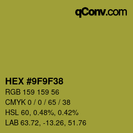 颜色代码: HEX #9F9F38 | qconv.com