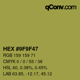 颜色代码: HEX #9F9F47 | qconv.com