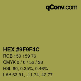 Color code: HEX #9F9F4C | qconv.com