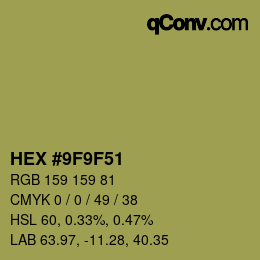 颜色代码: HEX #9F9F51 | qconv.com