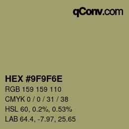 Color code: HEX #9F9F6E | qconv.com
