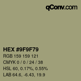 カラーコード: HEX #9F9F79 | qconv.com