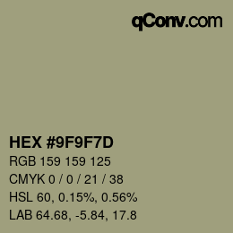 Color code: HEX #9F9F7D | qconv.com