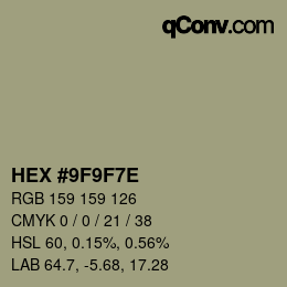 Color code: HEX #9F9F7E | qconv.com