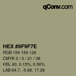 Code couleur: HEX #9F9F7E | qconv.com