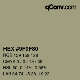 颜色代码: HEX #9F9F80 | qconv.com