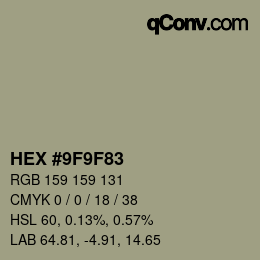 カラーコード: HEX #9F9F83 | qconv.com
