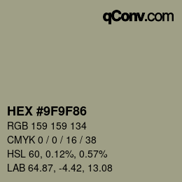 颜色代码: HEX #9F9F86 | qconv.com