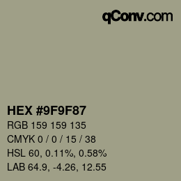 カラーコード: HEX #9F9F87 | qconv.com