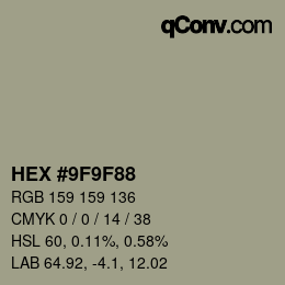 カラーコード: HEX #9F9F88 | qconv.com