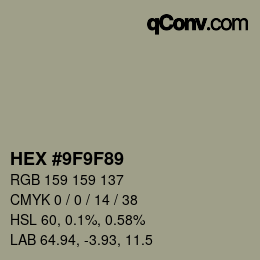 カラーコード: HEX #9F9F89 | qconv.com