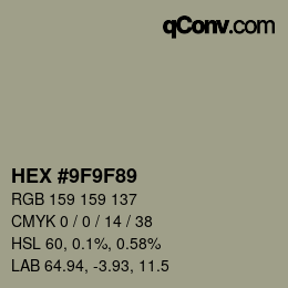 Color code: HEX #9F9F89 | qconv.com