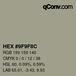 Color code: HEX #9F9F8C | qconv.com