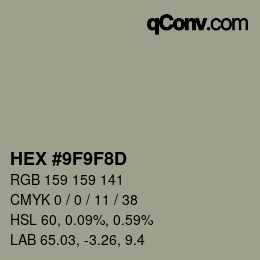 カラーコード: HEX #9F9F8D | qconv.com