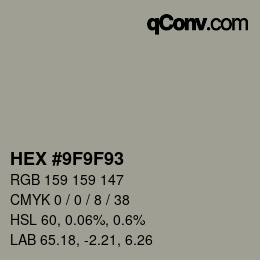 Color code: HEX #9F9F93 | qconv.com