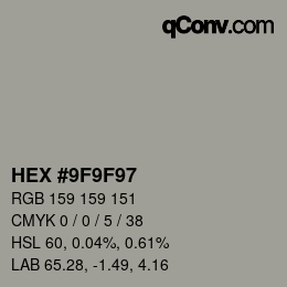 カラーコード: HEX #9F9F97 | qconv.com