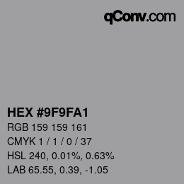 Color code: HEX #9F9FA1 | qconv.com