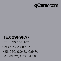Color code: HEX #9F9FA7 | qconv.com