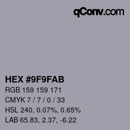 Color code: HEX #9F9FAB | qconv.com