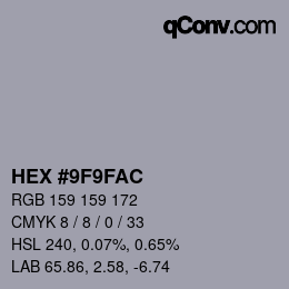 Color code: HEX #9F9FAC | qconv.com