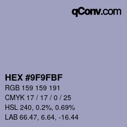 Color code: HEX #9F9FBF | qconv.com