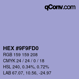 カラーコード: HEX #9F9FD0 | qconv.com