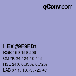 颜色代码: HEX #9F9FD1 | qconv.com