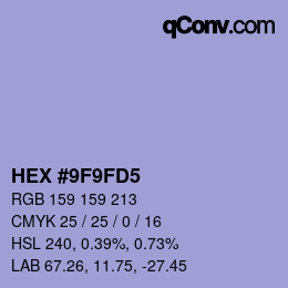 カラーコード: HEX #9F9FD5 | qconv.com