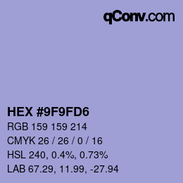 颜色代码: HEX #9F9FD6 | qconv.com