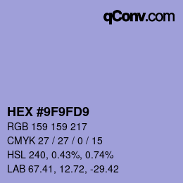 Color code: HEX #9F9FD9 | qconv.com