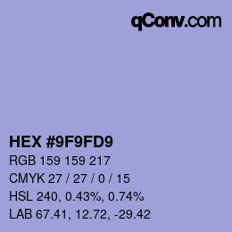カラーコード: HEX #9F9FD9 | qconv.com