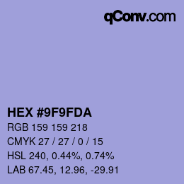 Color code: HEX #9F9FDA | qconv.com