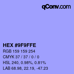 Color code: HEX #9F9FFE | qconv.com
