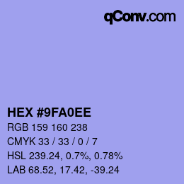 Color code: HEX #9FA0EE | qconv.com