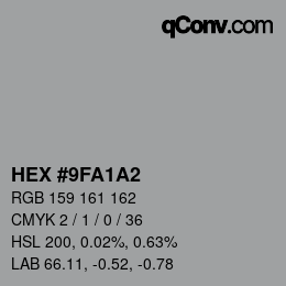颜色代码: HEX #9FA1A2 | qconv.com