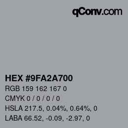Color code: HEX #9FA2A700 | qconv.com